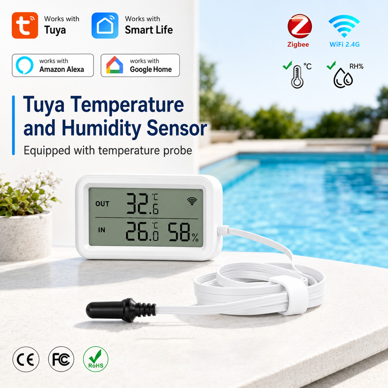 Wifi Thermostat - External Waterproof Probe Temperature Humidity Sensor