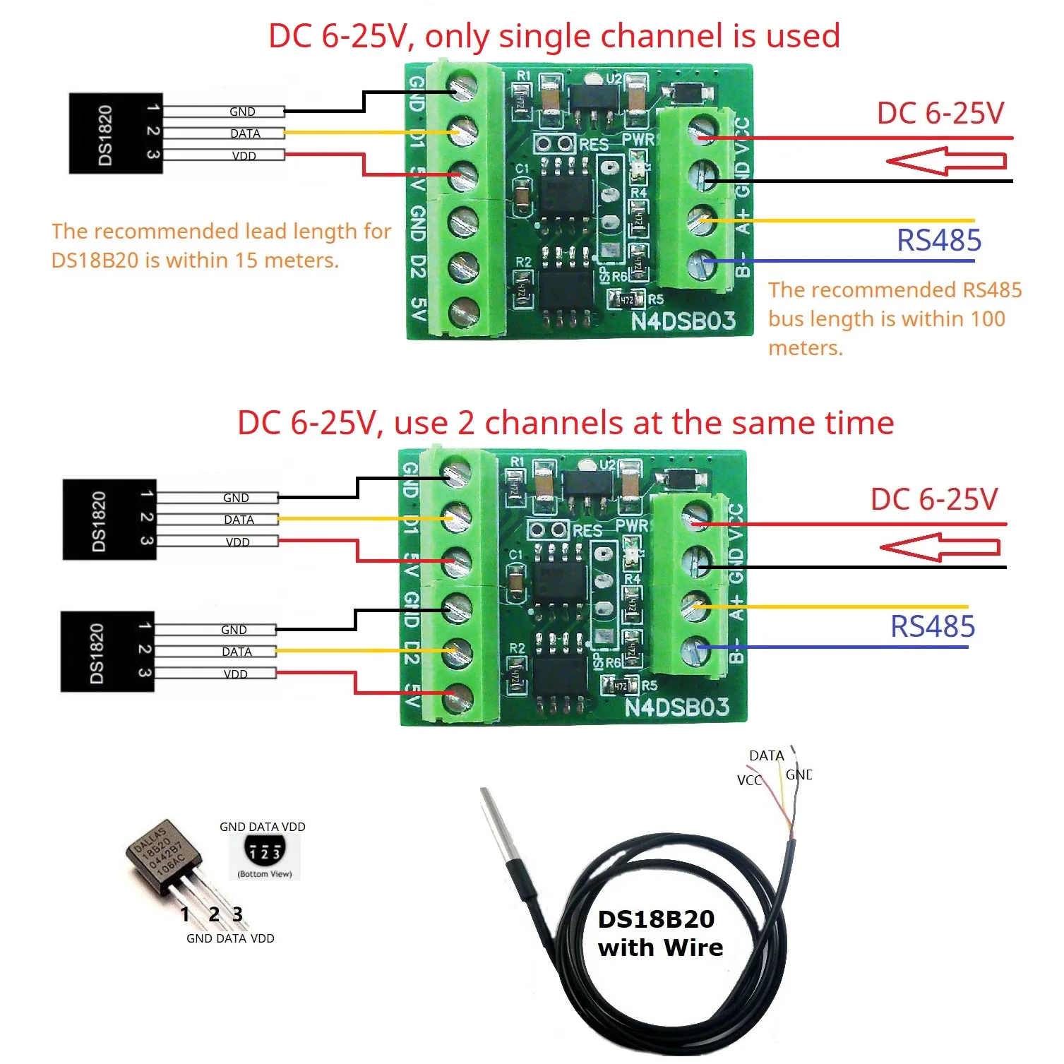 Smart Home Thermostat - -55 to +125C DS18B20 Sensor 1-2CH