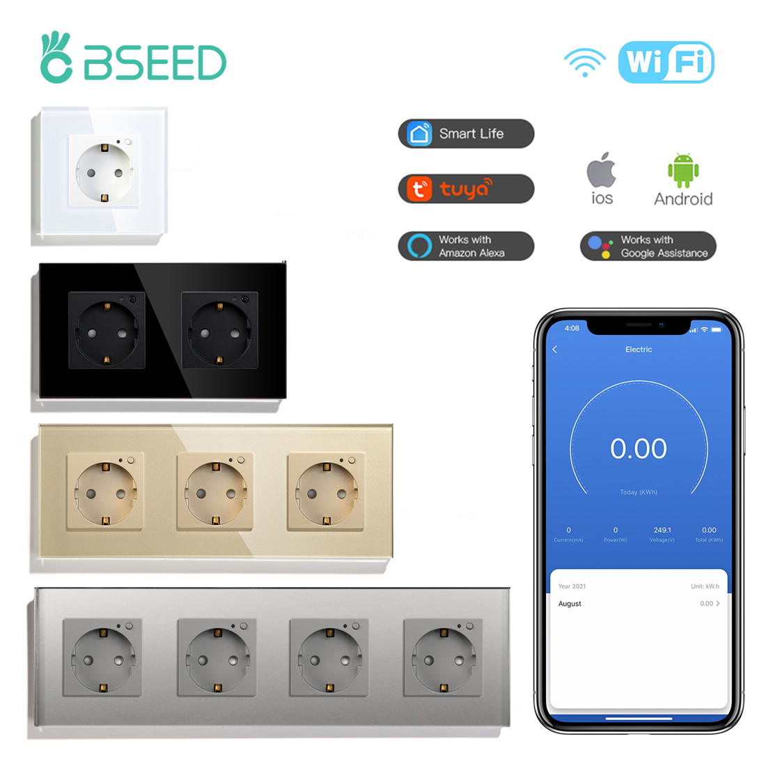 Smart Home Energy Monitor - BSEED EU Electrical Wifi Smart Socket