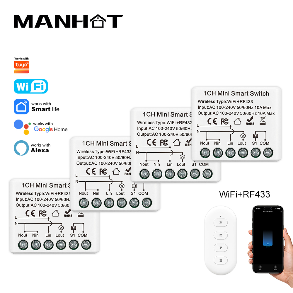 Smart Home Villa - 10A Mini WIFI Smart Switch RF433Mhz