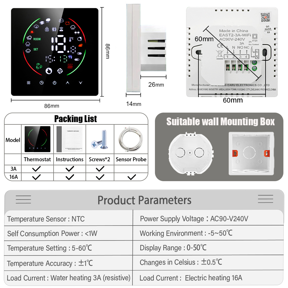 Tuya WiFi Smart Thermostat Ele - Smart Home Thermostat ulasan dan harga