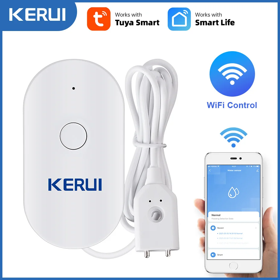 KERUI WiFi Water Sensor Smart  - Smart Home Notifications ulasan dan harga