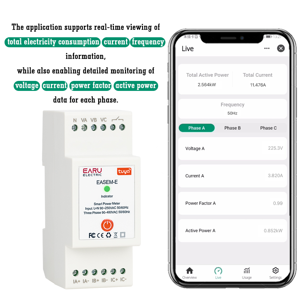 TUYA WiFi Smart Three Phase AC - Smart Home Energy Monitor ulasan dan harga