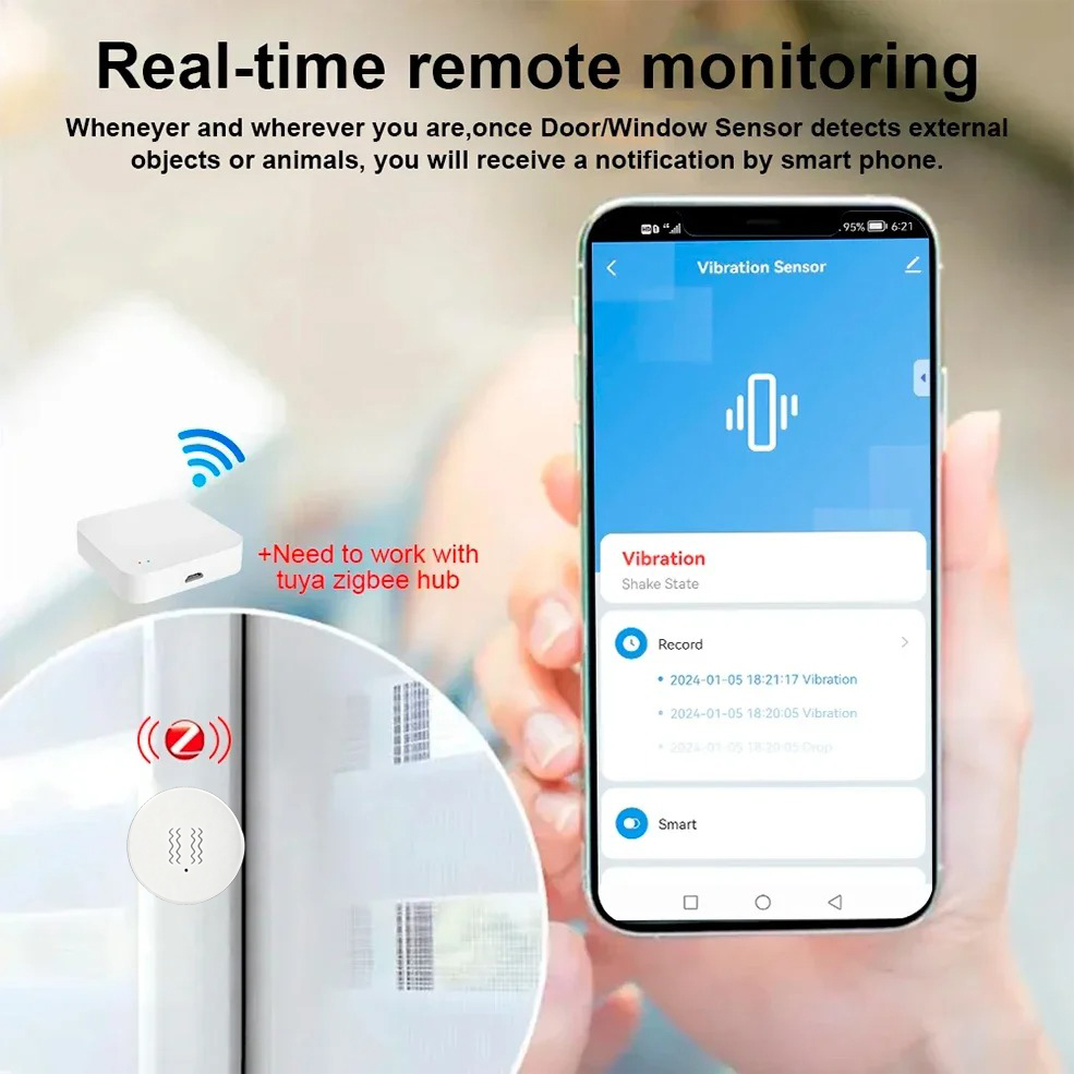 Tuya Zigbee Smart Vibration Se - Smart Home Notifications ulasan dan harga