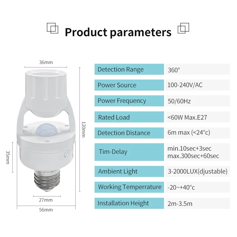 PIR Motion Sensor E27 Bulb Soc - Smart Home Villa ulasan dan harga